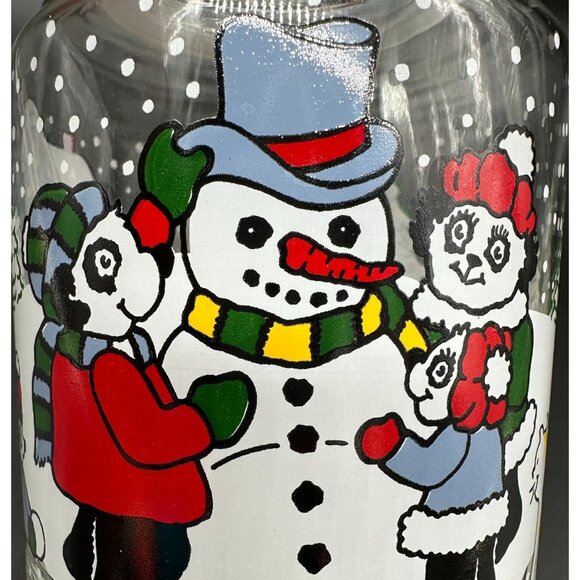 Vintage Glass Jar Storage Container Christmas Pandas Snowman 90s Kitschy Candy - Picture 7 of 10